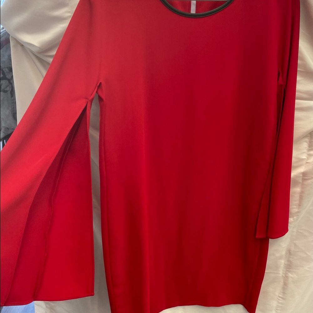 Calvin Klien, little red dress, size 8, bell sleeve